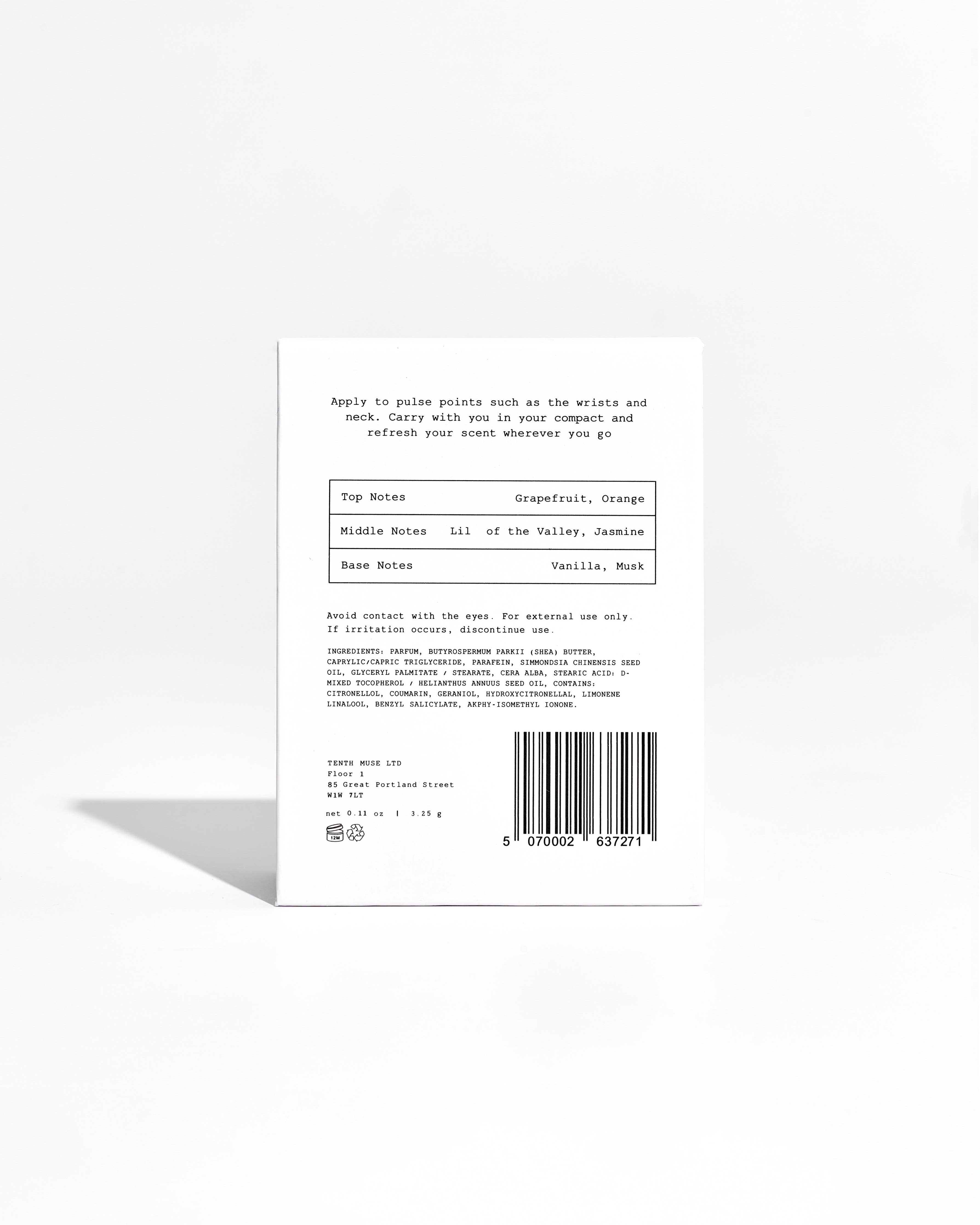 Back label of a skincare product with text and a barcode.