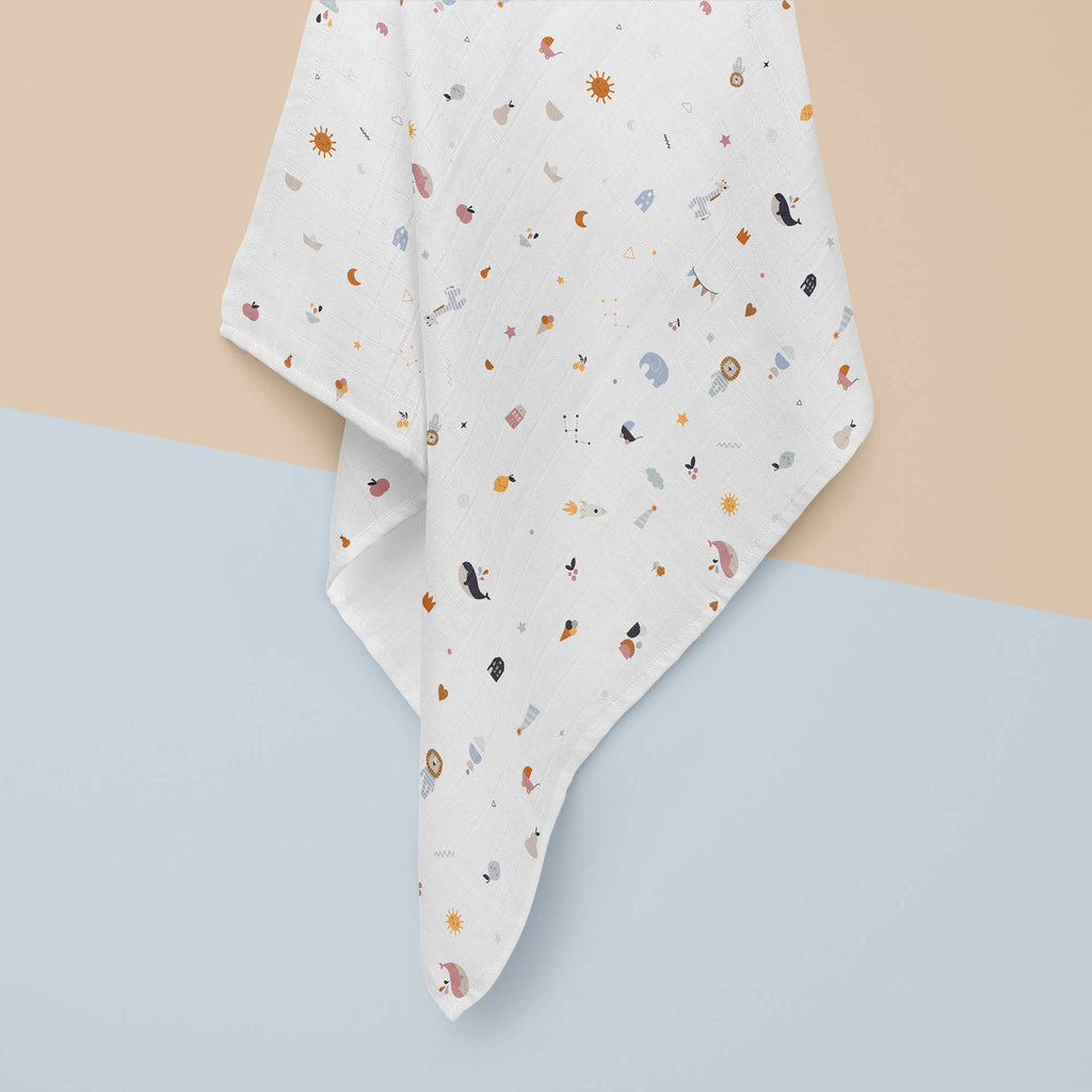 Fabric with small animal pattern.