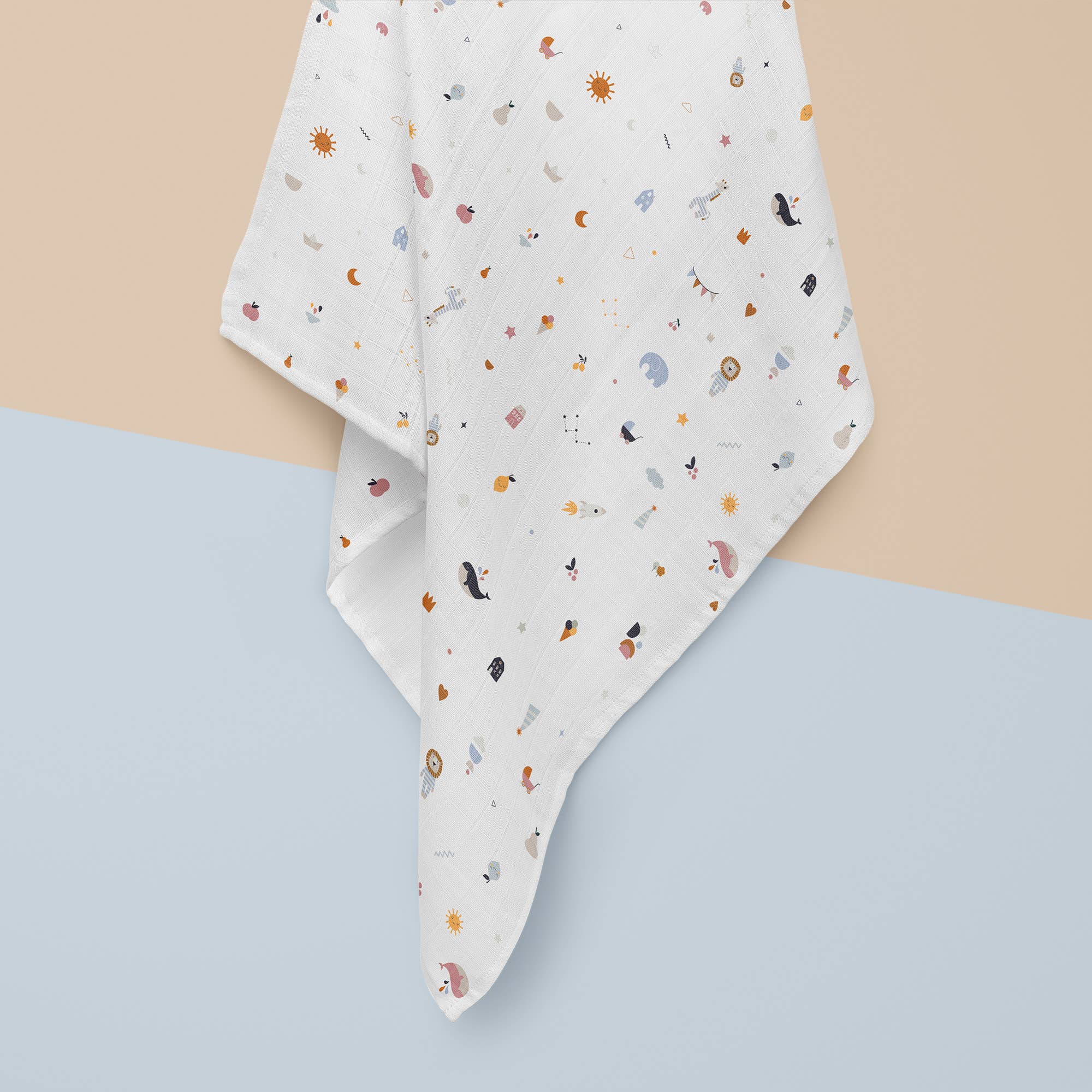 Fabric with small animal pattern.