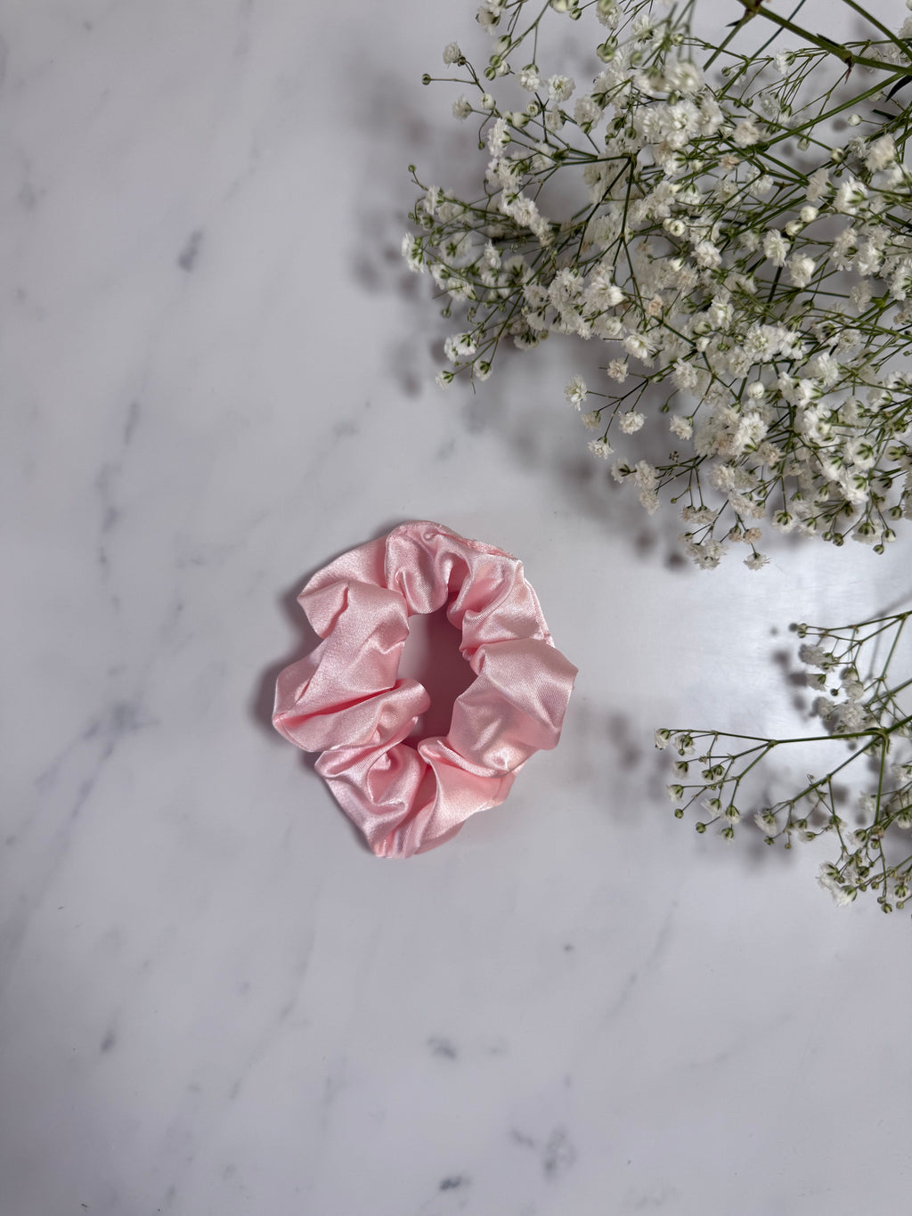 Pink Satin Scrunchie