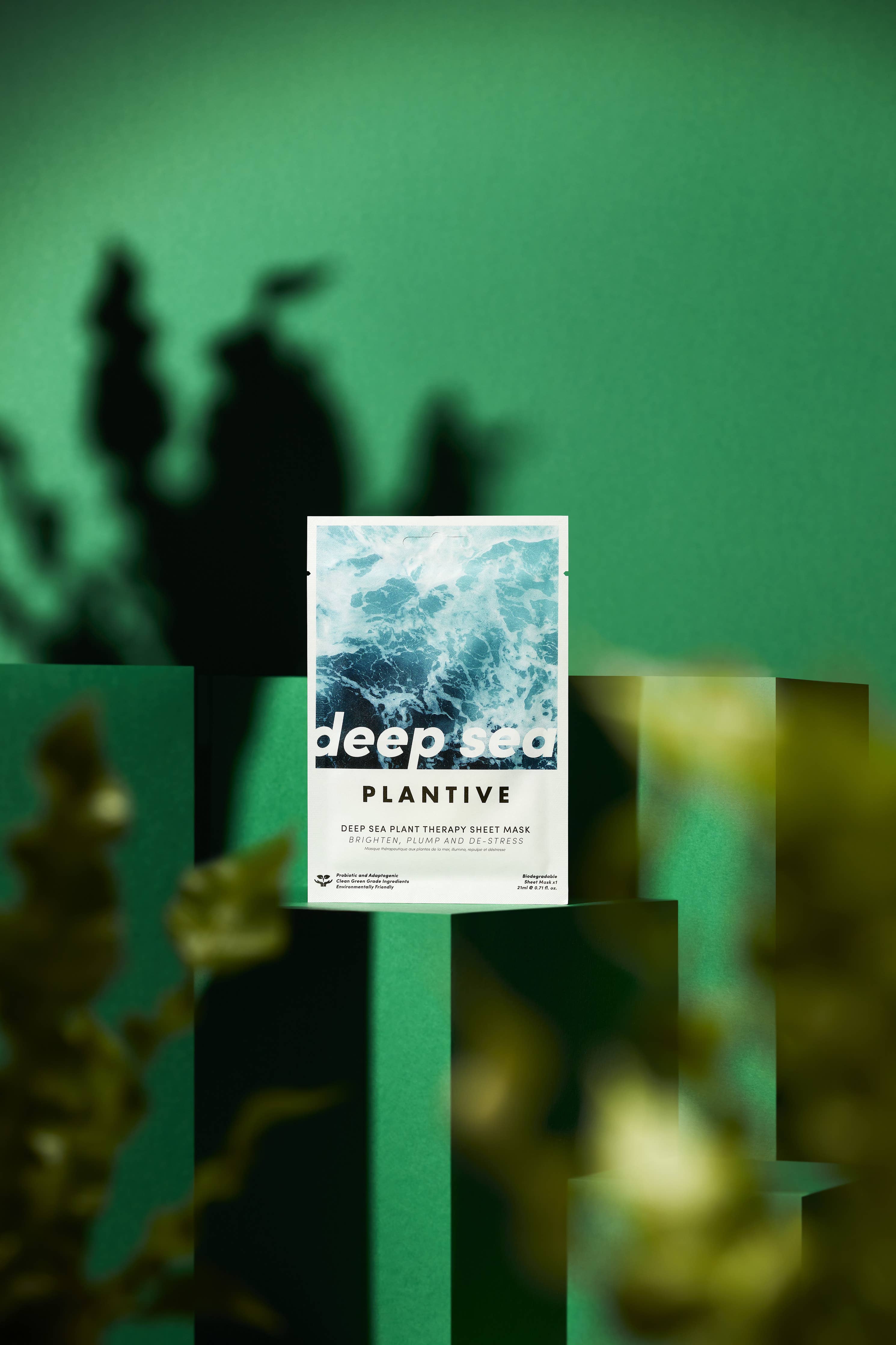 Product packaging with 'deep sea PLANTIVE' 