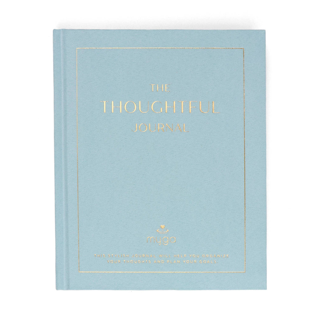 Light blue journal with 'The Thoughtful Journal' text in gold.