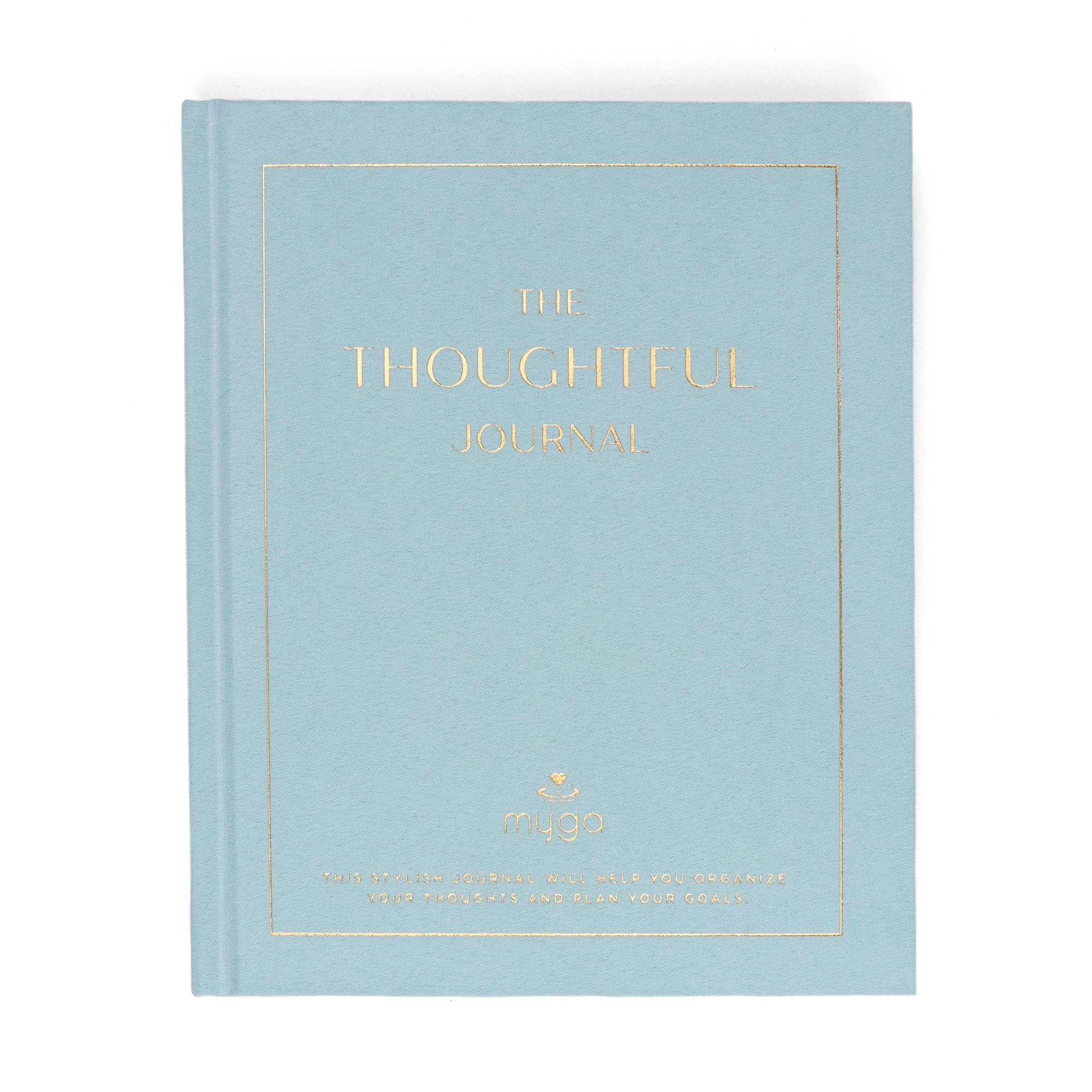 Light blue journal with 'The Thoughtful Journal' text in gold.