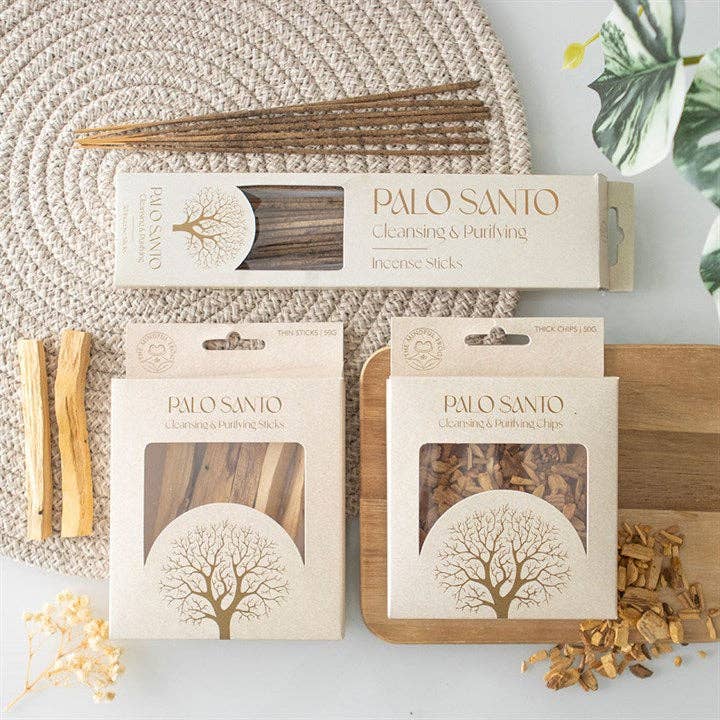 Palo Santo incense sticks packaging with incense sticks.
