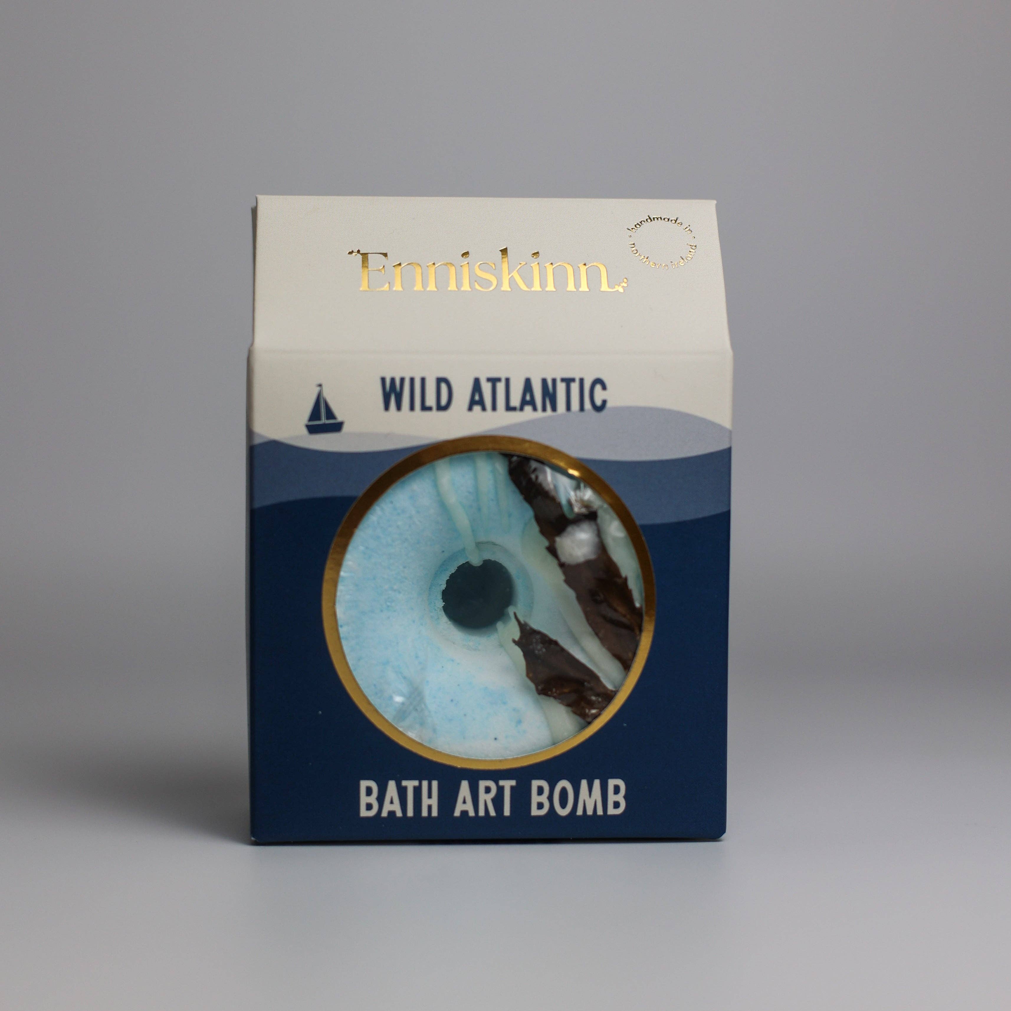 Enniskinn Wild Atlantic bath art bomb packaging.