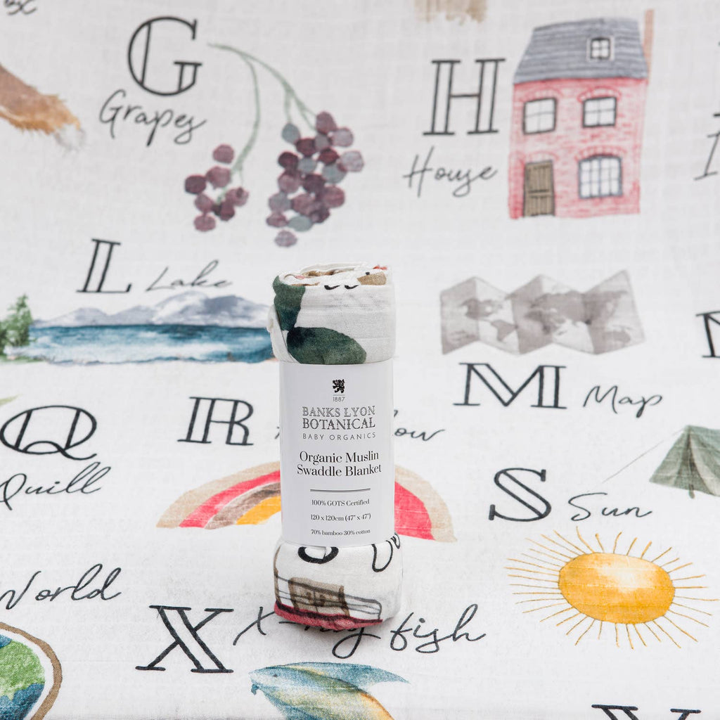 Alphabet Bamboo Baby Swaddle Blanket