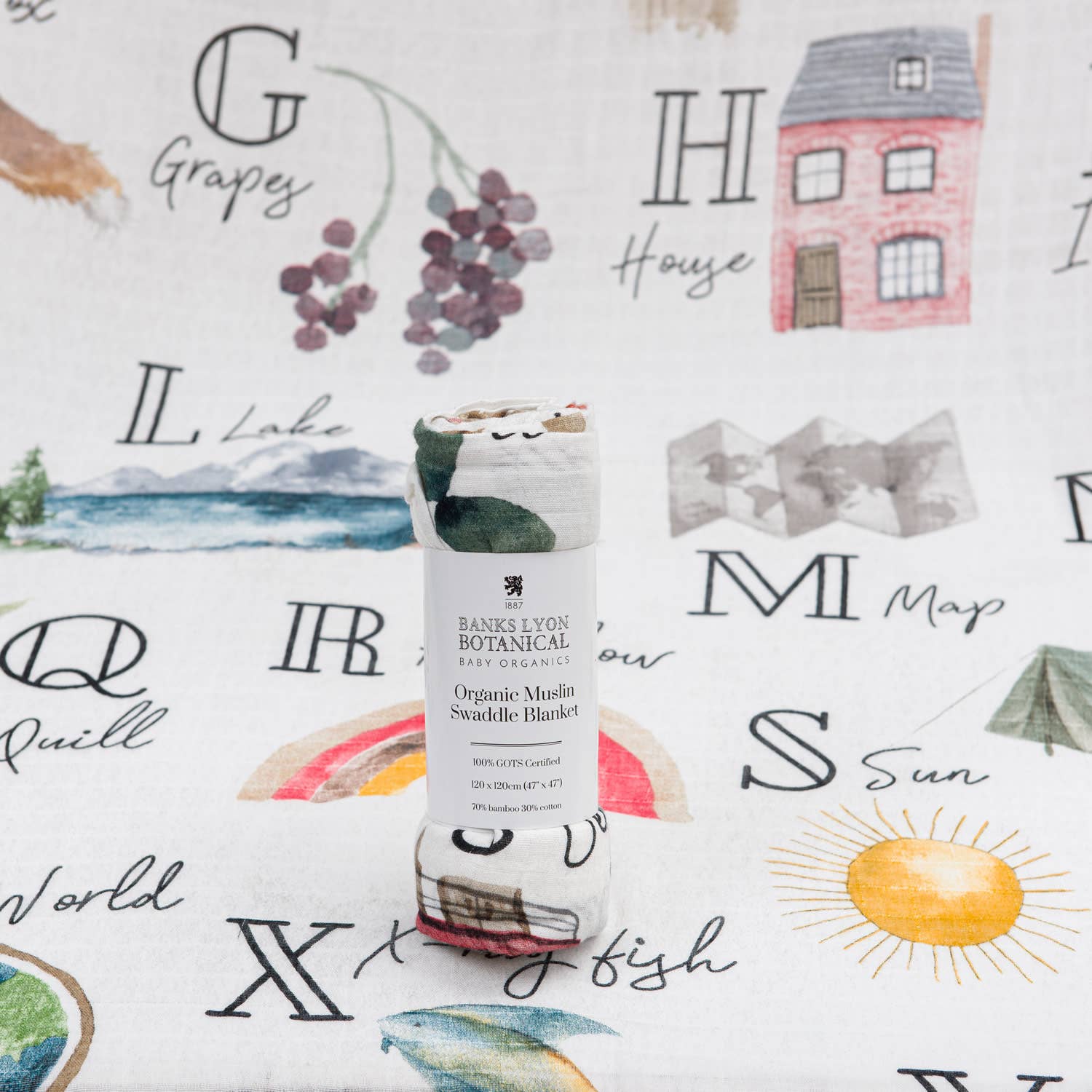 Alphabet Bamboo Baby Swaddle Blanket